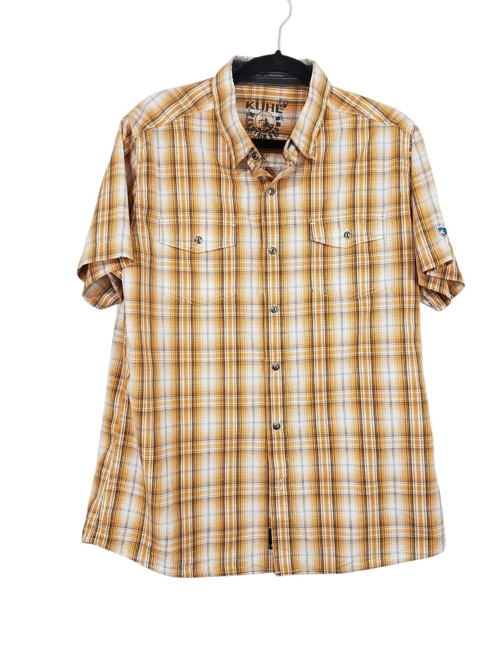 KÜHL Born In The Mountains Men's Short Sleeve Plaid Button Down Shirt Size Large